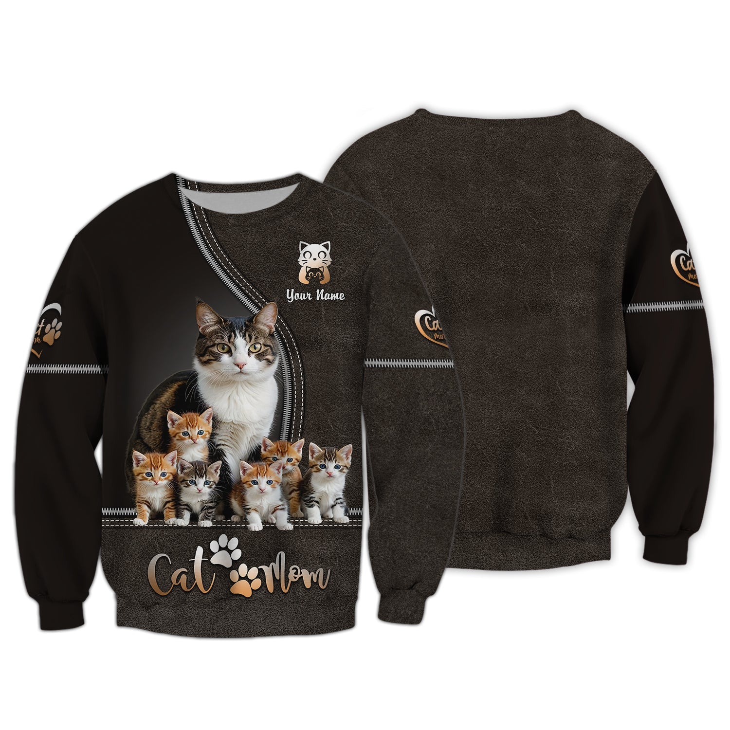 Blisscorners Adorable Cat and Kittens Custom Name Cat Mom 3D Shirt Gift For Cat Lovers