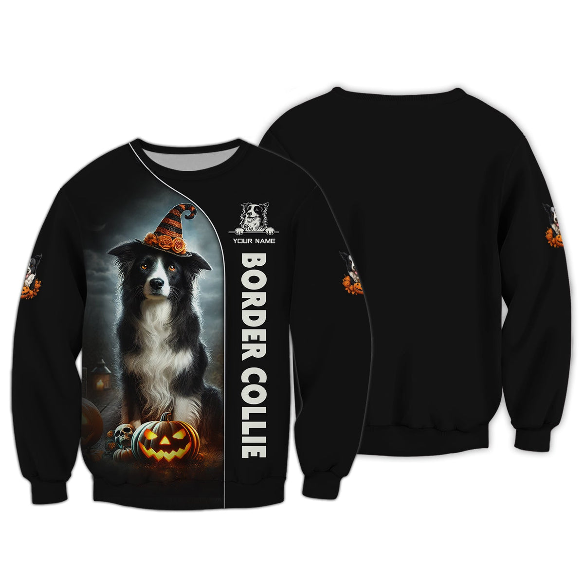 Blisscorners Border Collie Custom Name 3D Shirt Happy Halloween Gift For Dog Lovers