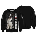 Blisscorners Border Collie Custom Name Zipper Hoodie Gif For Dog Lover 3D Shirts