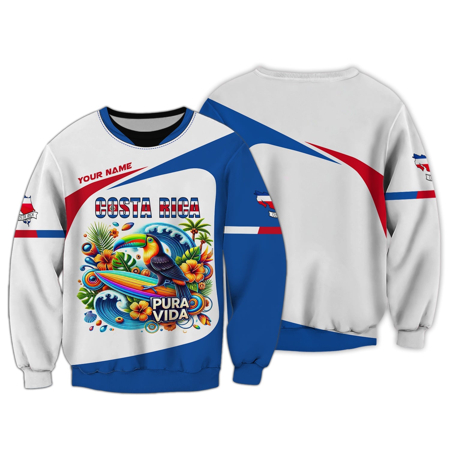 Blisscorners Costa Rica 3D T-Shirt Personalized Name Pura Vida Shirt Gift For Costa Rica Lovers