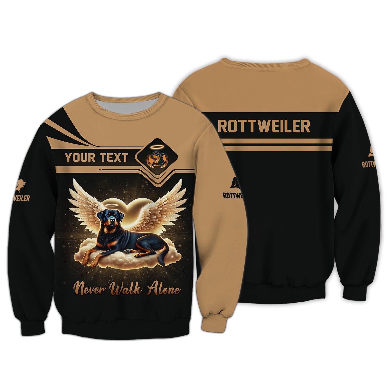 Blisscorners Custom Rottweiler Angel T-Shirt Never Walk Alone Inspirational Personalized Name Gift For Dog Lovers