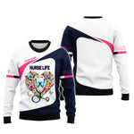 Blisscorners 3D Full Print Stethoscope With Flower Heart T-Shirts Personalized Name Gift For Nurse Lovers