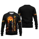 Blisscorners Black Cat With Moon Custom Name Cat Mom 3D Shirt Gift For Cat Lovers