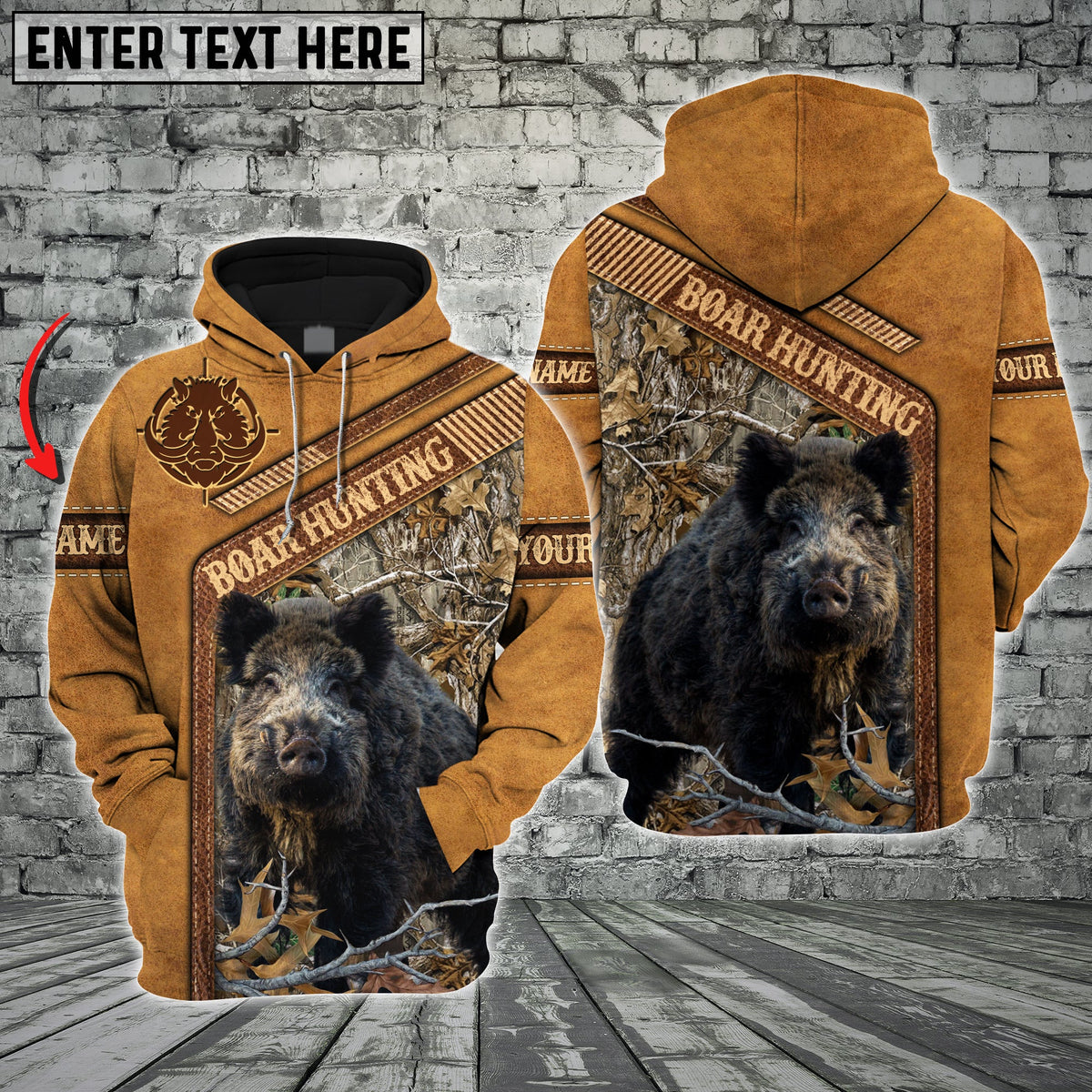 Blisscorners Boar Hunting Leather Pattern Custom Name Shirt 3D All Over Printed Clothes