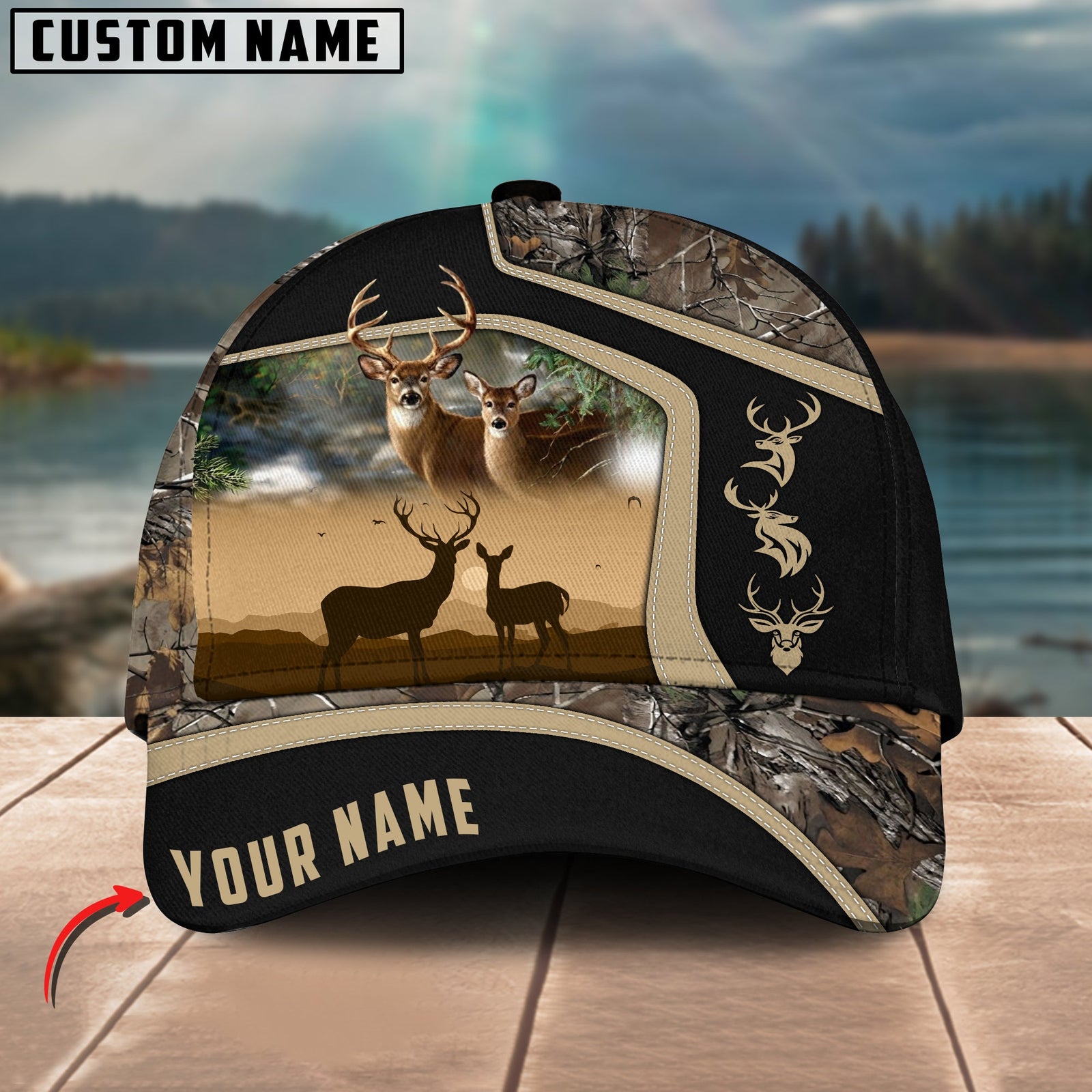 Blisscorners Premium Couple Deer Hunting Buck& Doe Collab Artist Classic Personalized Cap