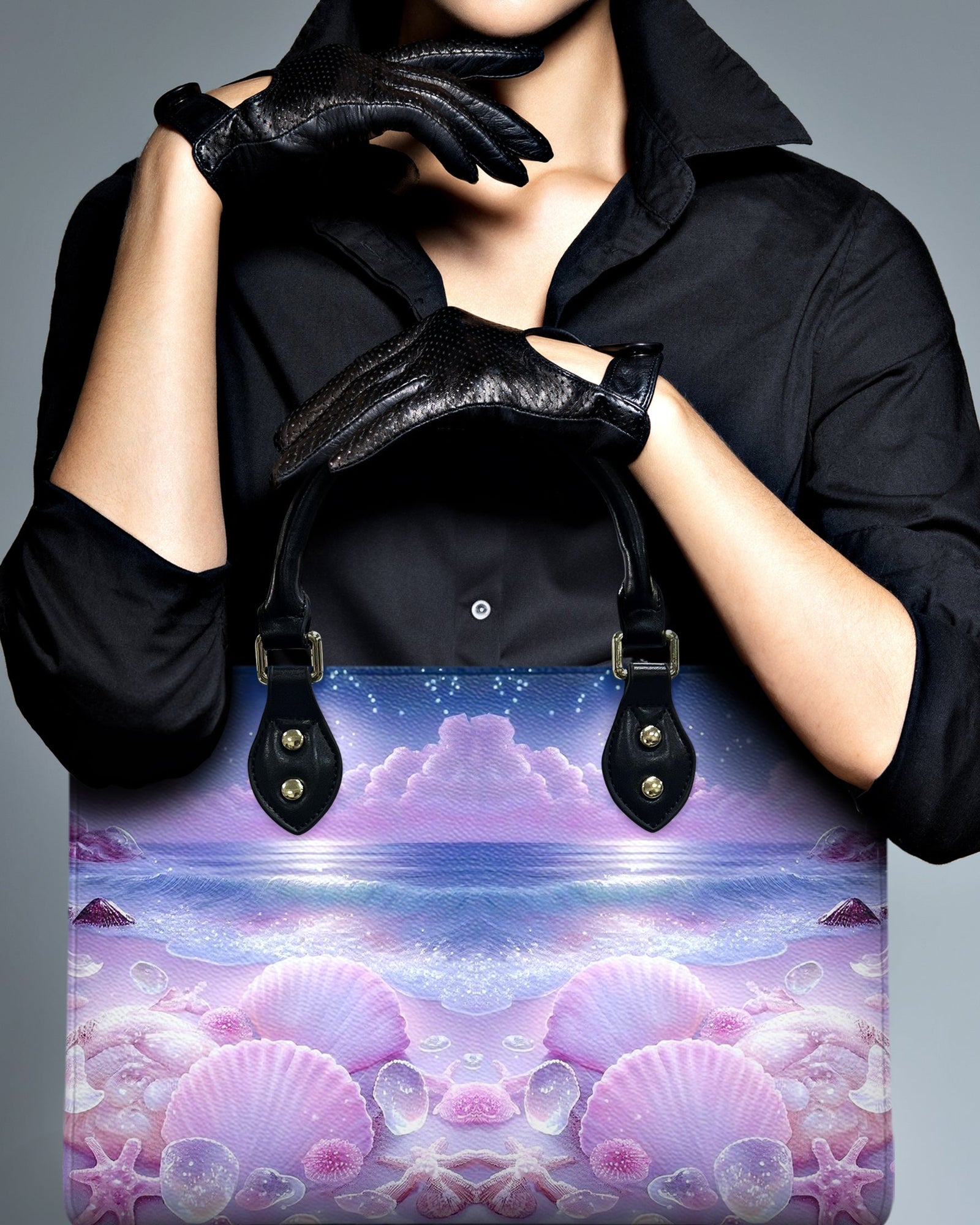 BLISSCORNERS PINK SEASHELLS LEATHER HANDBAG