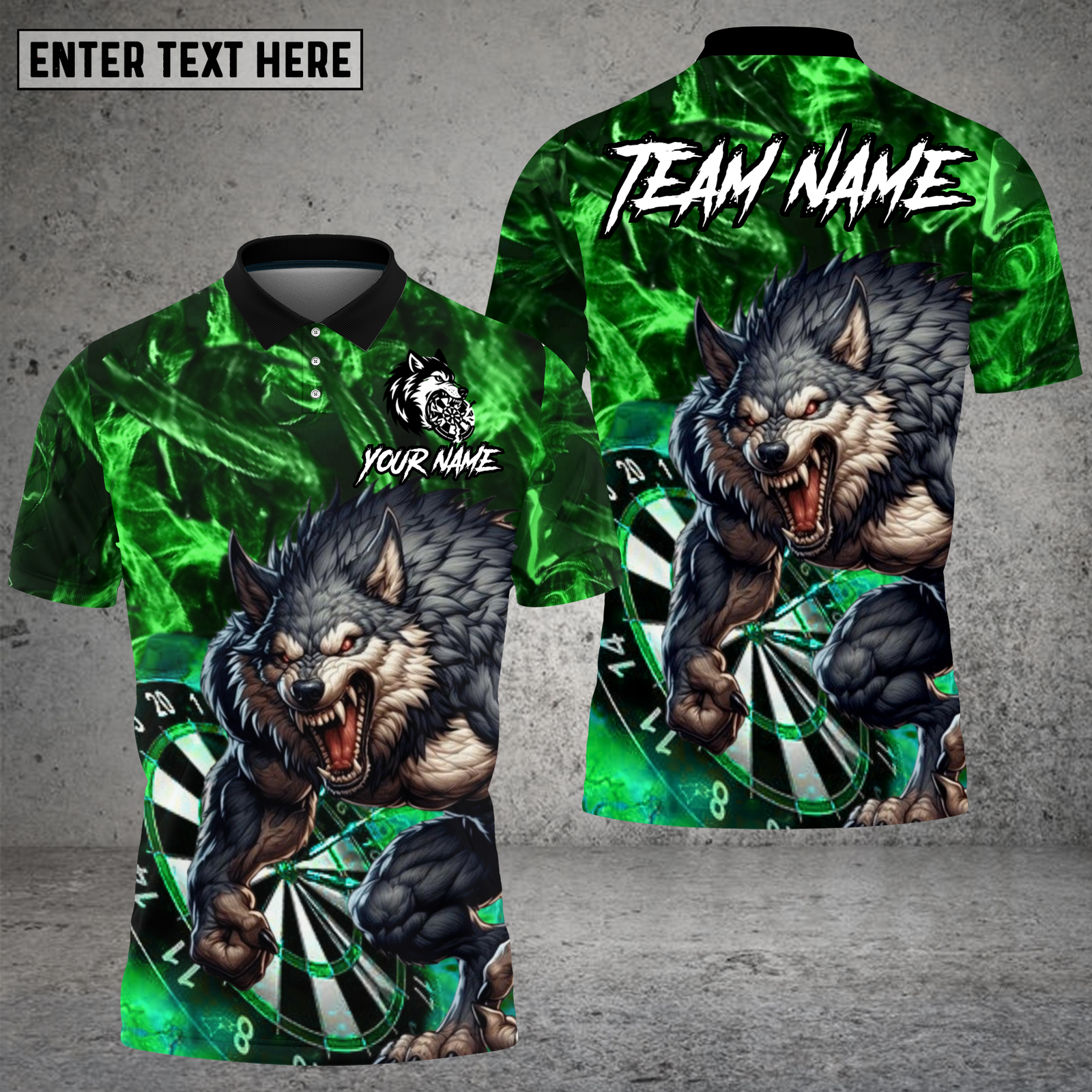 Blisscorners Wolf Darts Shirt Fierce Howling Wolf with Lightning Multioptions Personalized Name, Team Name Unisex 3D Shirt (4 Colors)