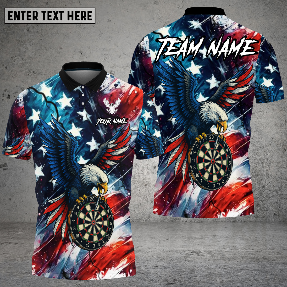 Blisscorners Bald Eagle Darts USA Flag Multioptions Personalized Name, Team Name Unisex 3D Shirt