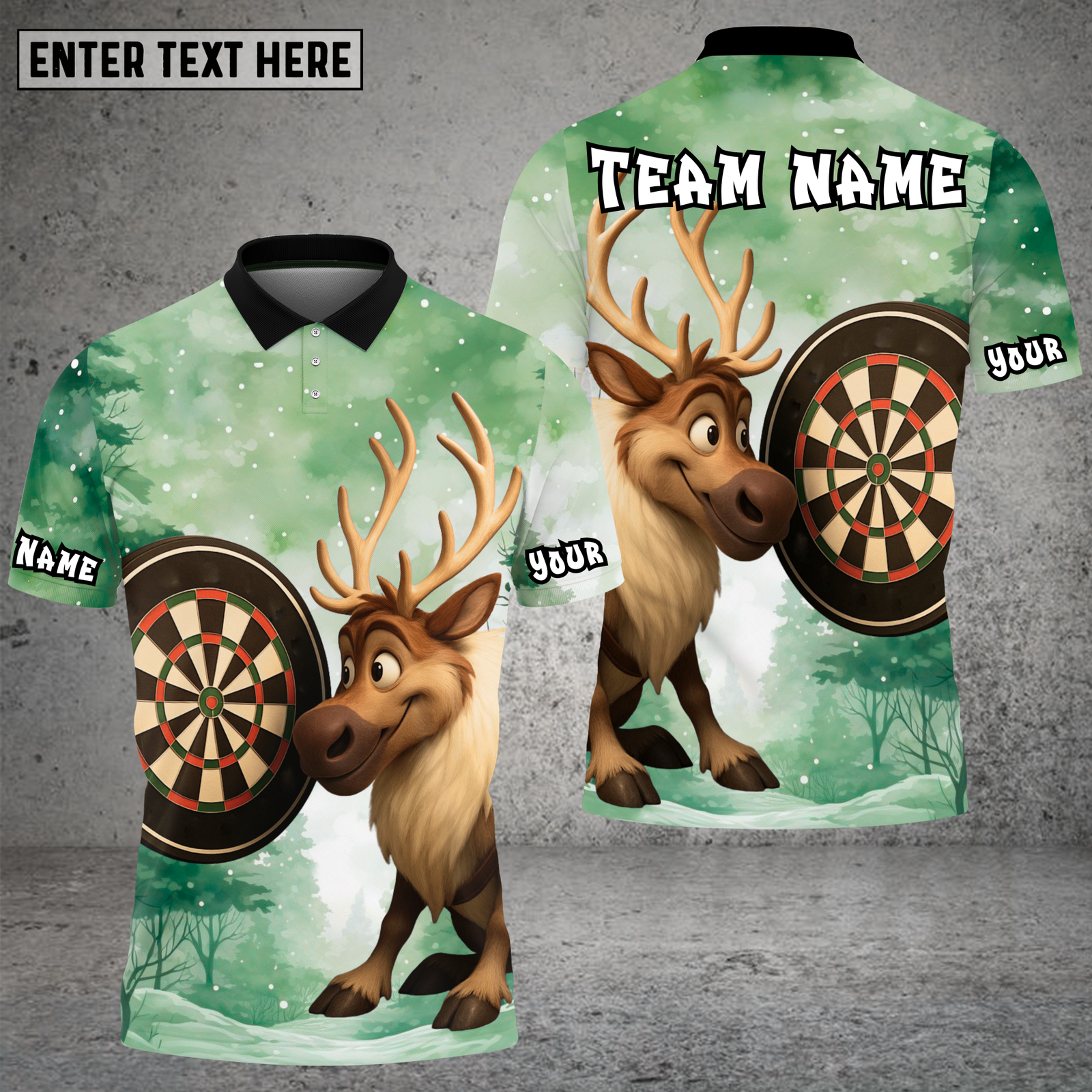 Blisscorners Reindeer Christmas Dartboard Winter Multioptions Personalized Name, Team Name Unisex 3D Shirt (4 Colors)