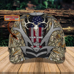 Blisscorners Deer Hunting Skull American Flag Personalized Cap