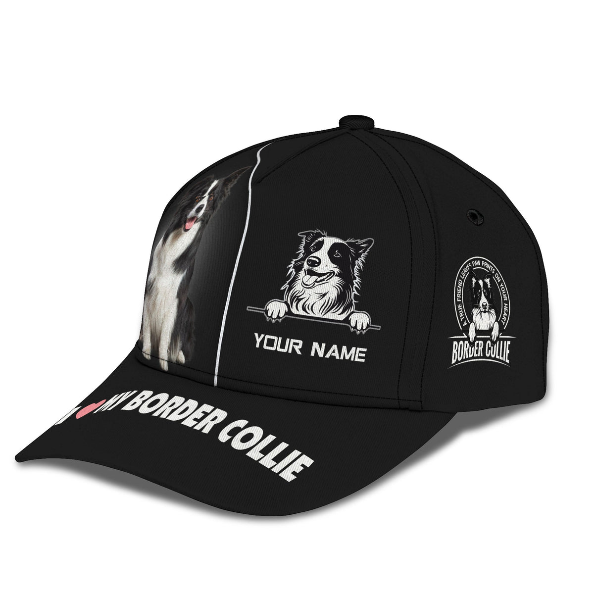 Blisscorners Border Collie Custom Name Classic Cap Gift For Dog Lover 3D Hat