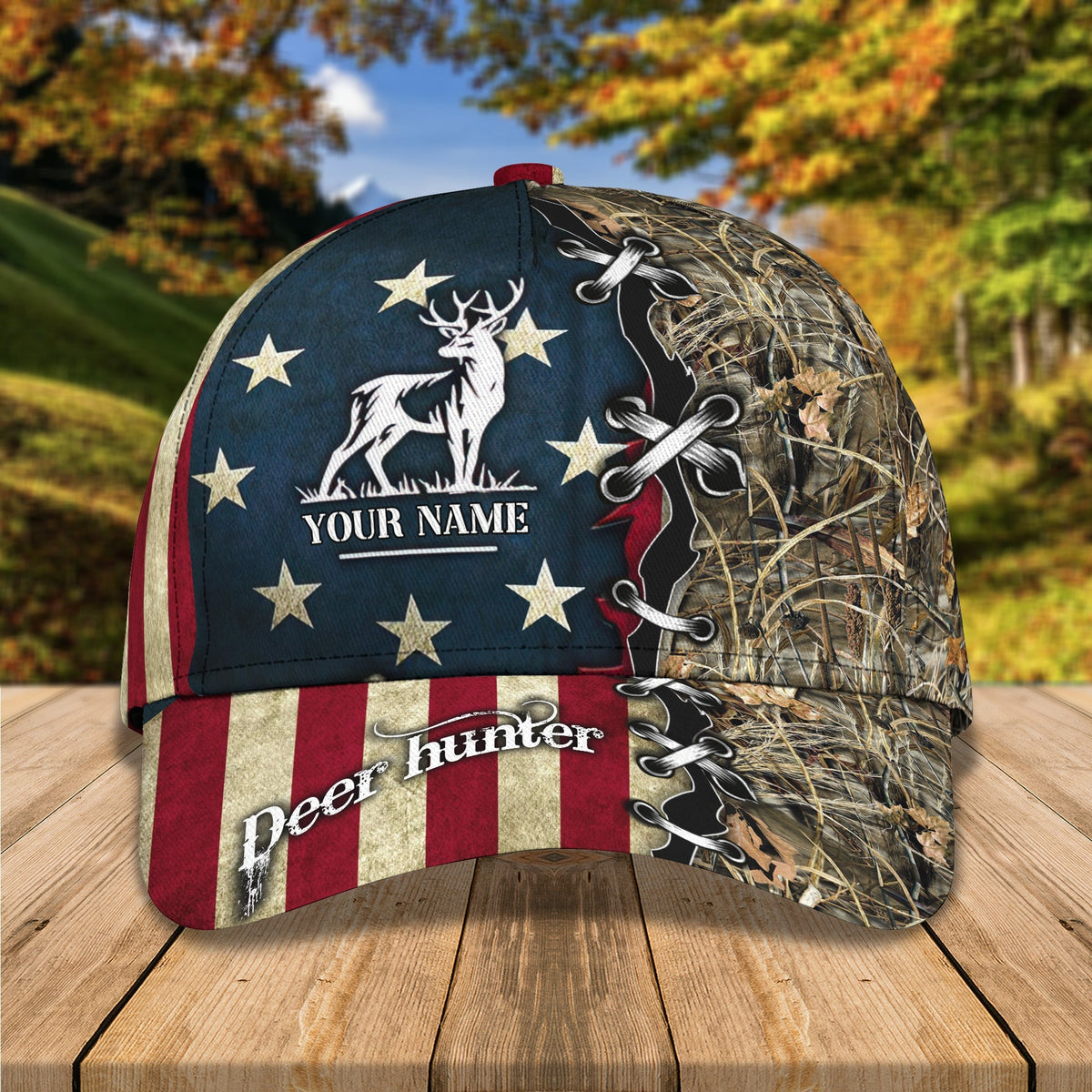 Blisscorners Deer Hunting America Classic Personalized Cap