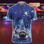 Blisscorners Bowling On Blue Fire Personalized Name 3D Shirt