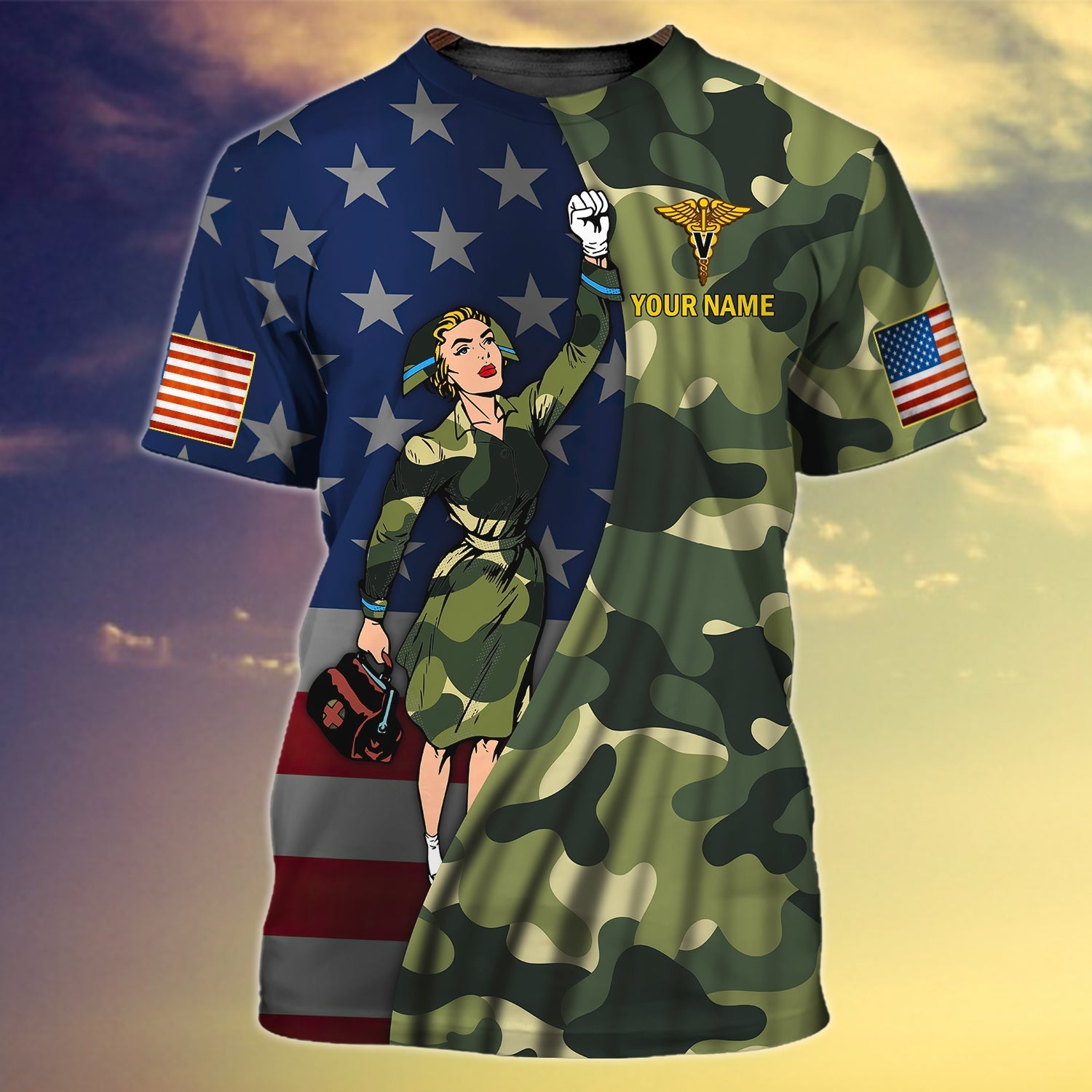 Blisscorners I'm A Veteran And A Nurse - Personalized Name 3D All Over Print T Shirt