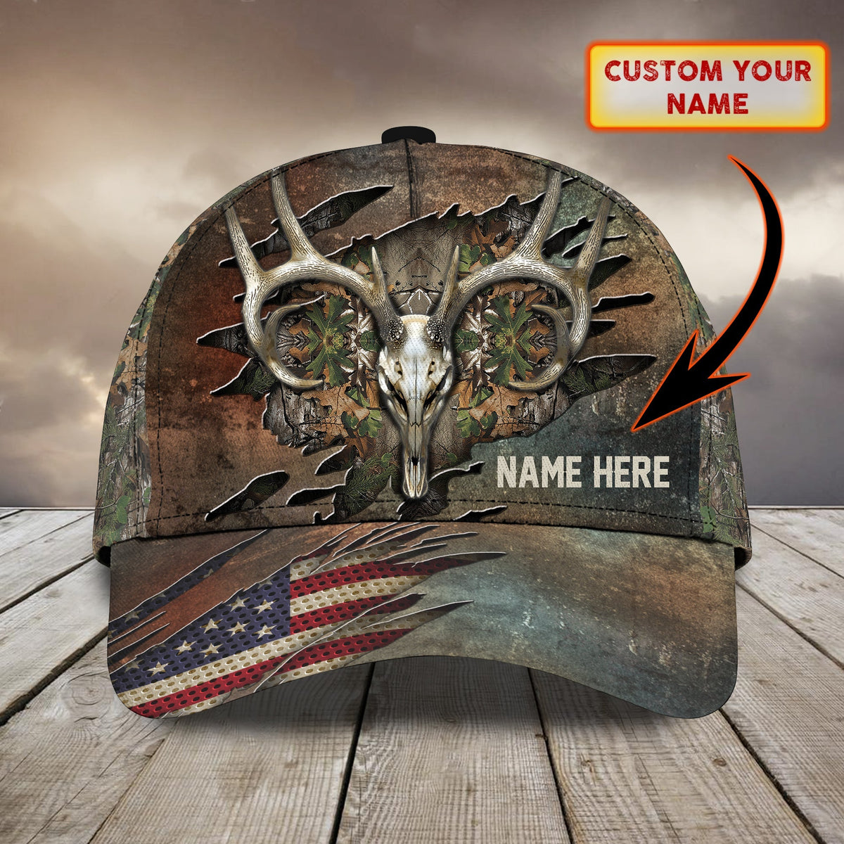 Blisscorners Deer Hunting Skull America Classic Personalized Cap