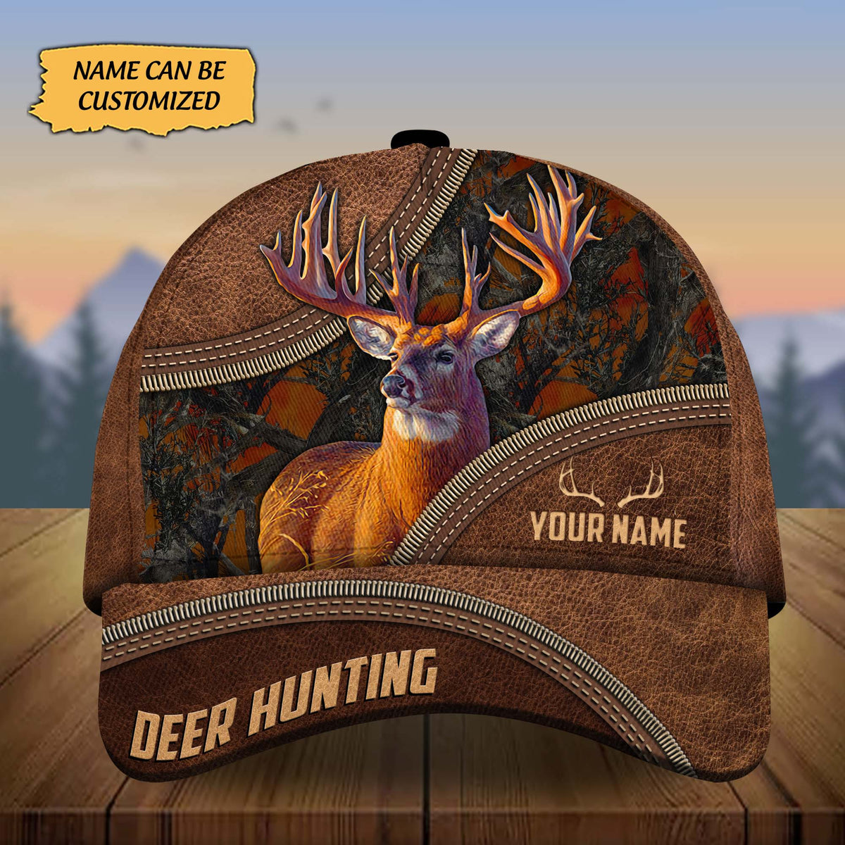 Blisscorners Custom Name Montana Deer Hunting Premium 3D Printed Cap
