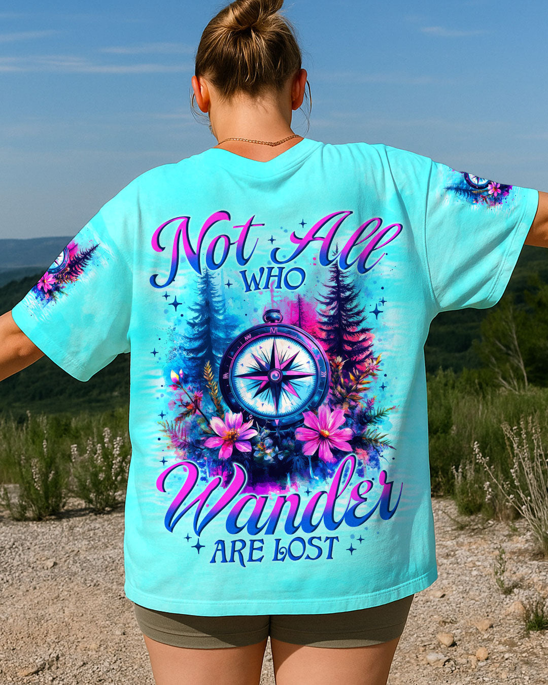 BLISSCORNERS NOT ALL WHO WANDER ARE LOST COMPASS ALL OVER PRINT