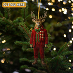 Blisscorners Elegant Dressed-Up Deer Ornament And Keychain Custom Gift For Hunters 2D Flat