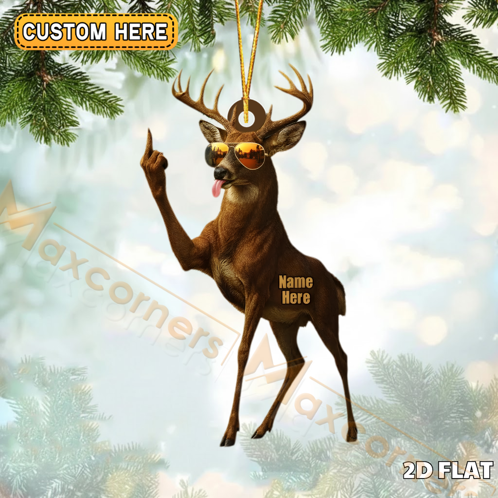Blisscorners Personalized Sun Glass Funny Moose Fukin Acrylic Christmas Ornament - Custom Decoration Holiday Gift for Hunters 2D Flat