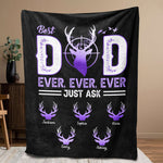Blisscorners Personalized Hunting Dad Blanket, Best Dad Ever Blanket, Custom Soft Cozy Sherpa Fleece Throw Blanket, Father's Day Gift for Dad, Grandpa | Purple LM1711