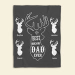 Blisscorners Personalized Hunting Dad Blanket, Custom Kid's Names Soft Cozy Sherpa Fleece Throw Blankets, Best Buckin Dad Ever, Gift for Dad, Grandpa | Grey LM1711