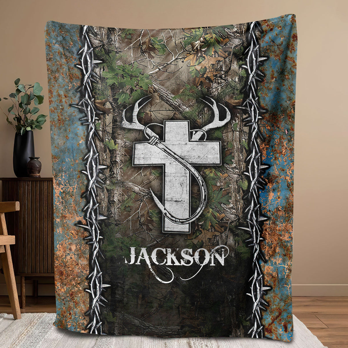Blisscorners Personalized Fishing Blanket, Hunting Blanket, Custom Name Soft Cozy Sherpa Fleece Throw Blankets, Gift For Grandpa, Dad, Husband, Fisherman LM1711