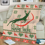 Blisscorners Personalized Hunting Blanket, Christmas Ugly Deer Hunting Sherpa Fleece Blanket, Custom Name Soft Cozy Plush Throw Blanket, Christmas Gift LM1711