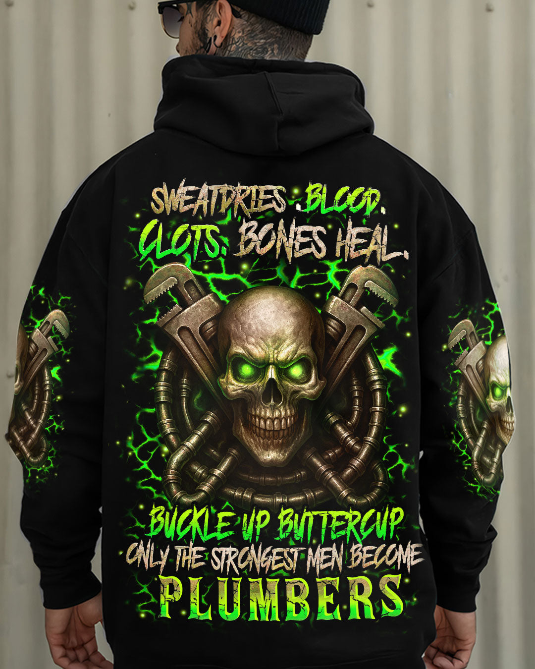 BLISSCORNERS ALWAYS BE NICE TO PLUMBERS SKULL ALL OVER PRINT