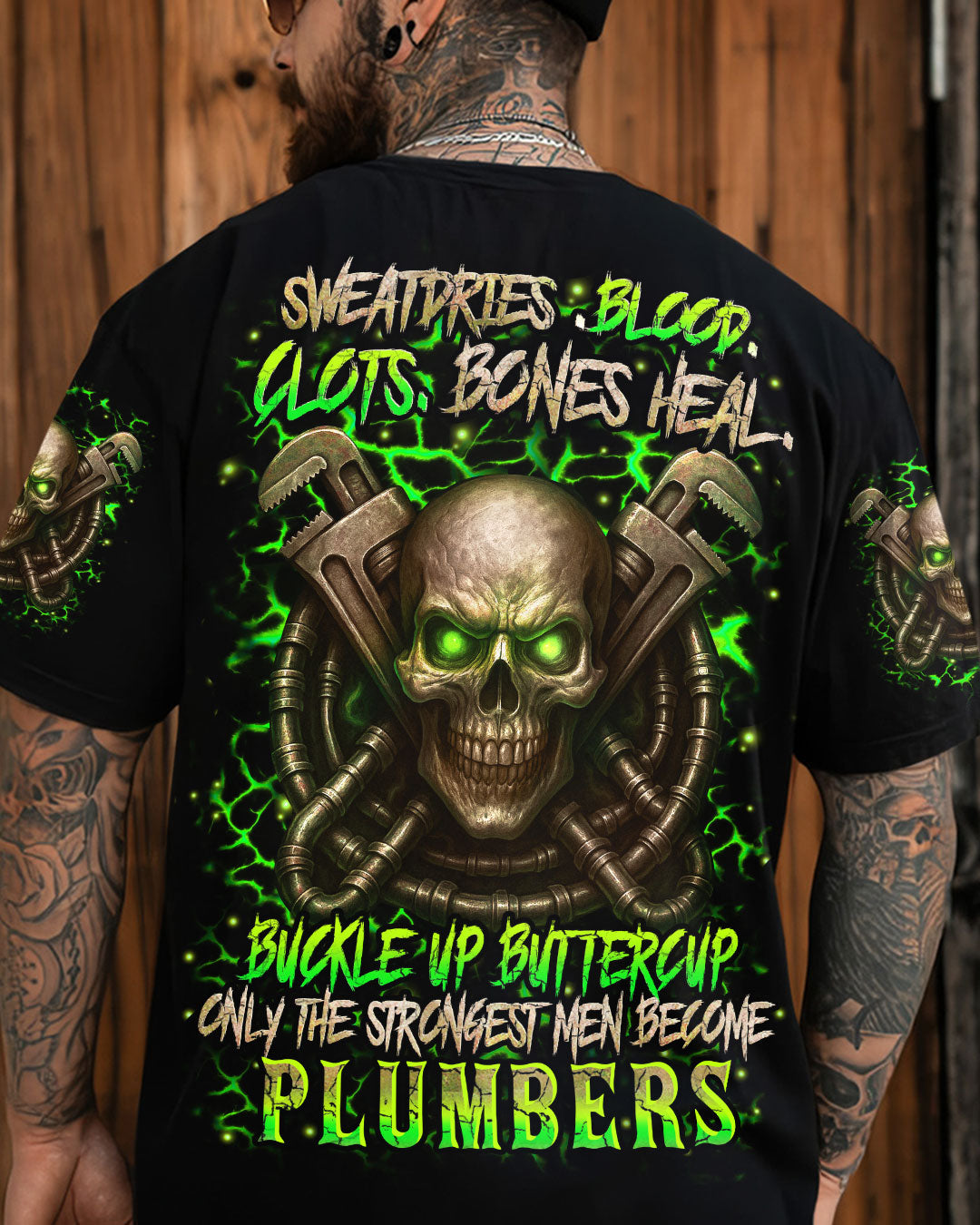 BLISSCORNERS ALWAYS BE NICE TO PLUMBERS SKULL ALL OVER PRINT