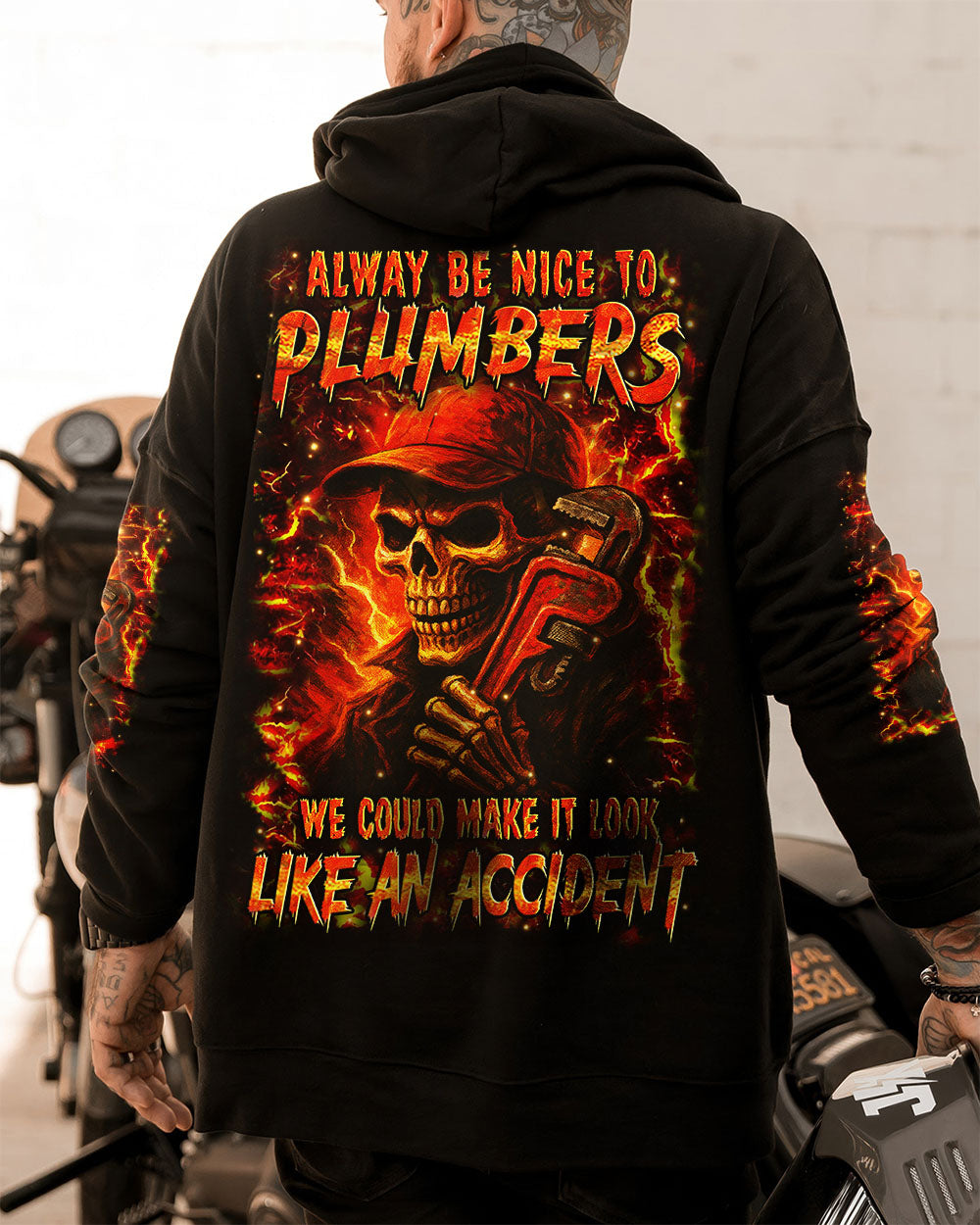 BLISSCORNERS AMERICAN BY BIRTH PLUMBER BY CHOICE SKULL ALL OVER PRINT