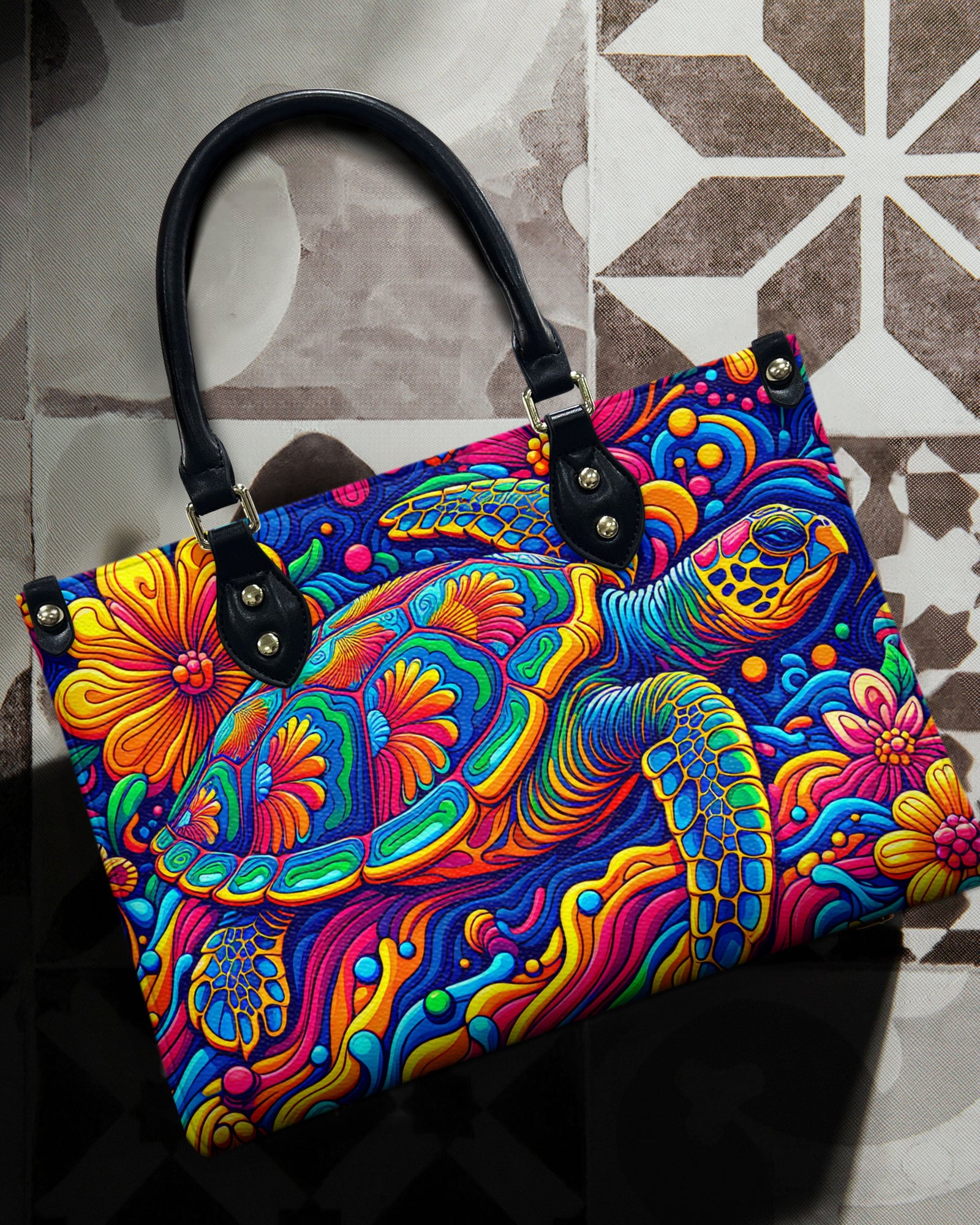 BLISSCORNERS COLORFUL TURTLE LEATHER HANDBAG