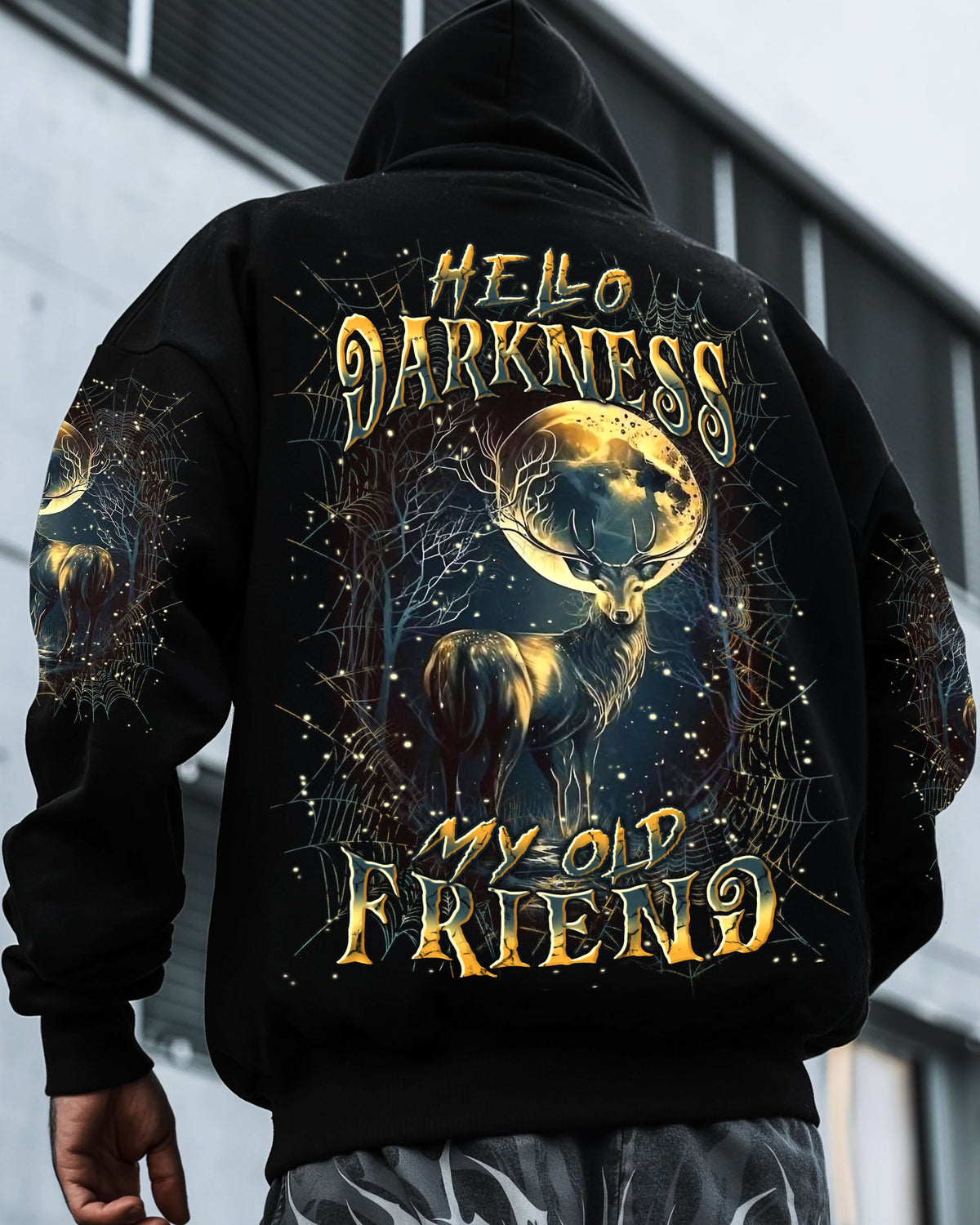 BLISSCORNERS HELLO DARKNESS MY OLD FRIEND DEER ALL OVER PRINT