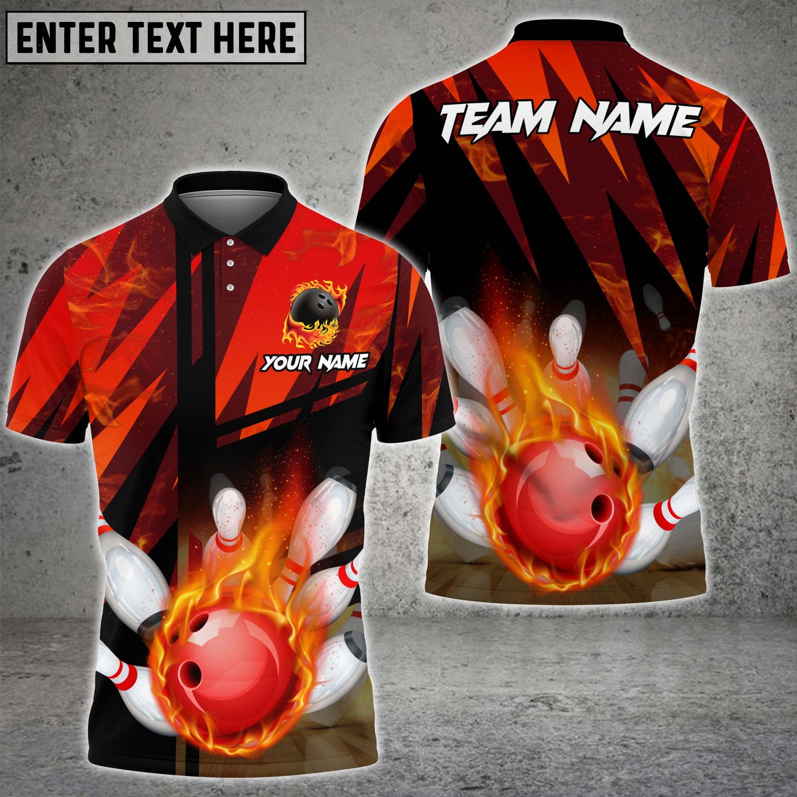 Blisscorners Bowling Fire Multicolor Customized Name, Team Name 3D Shirt