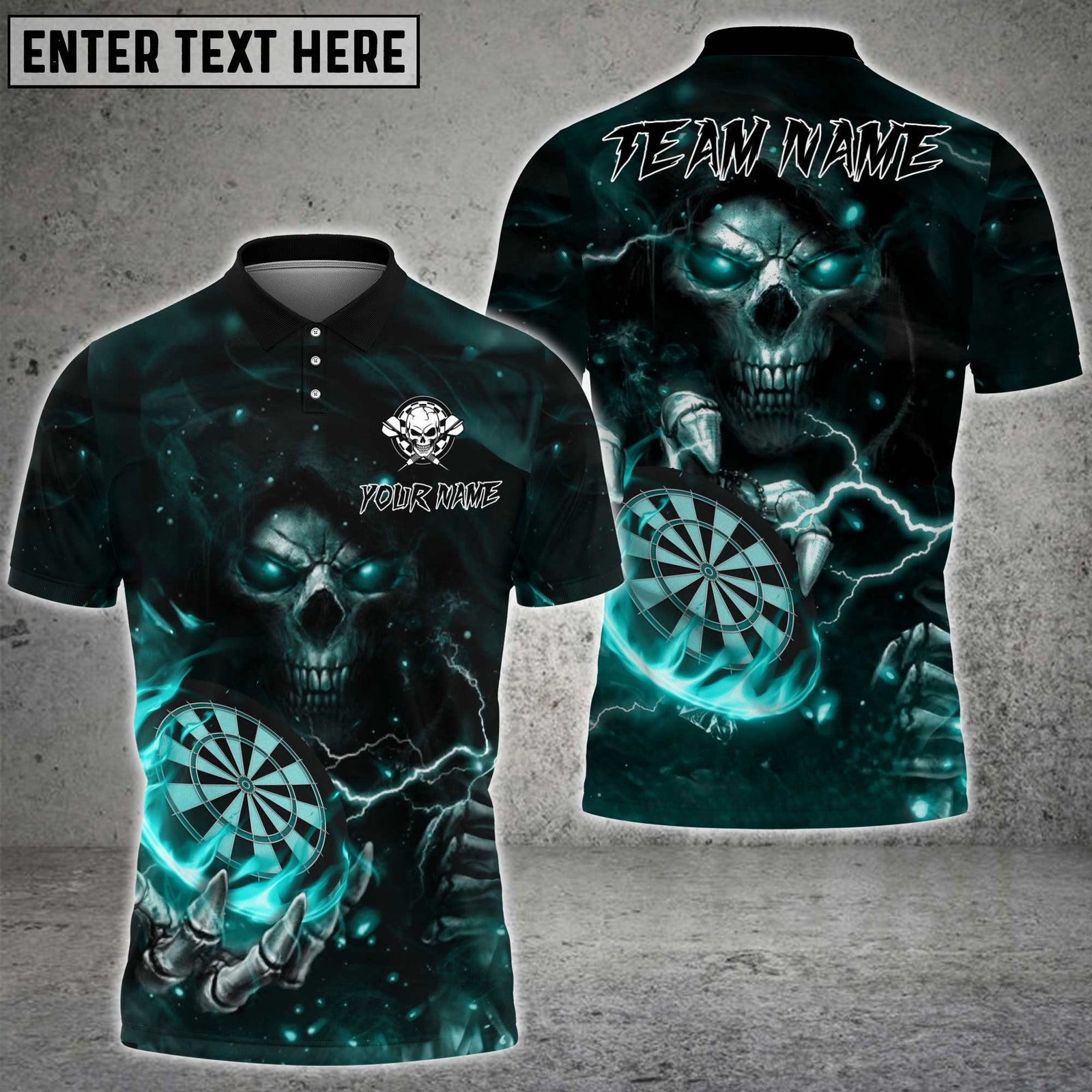 Blisscorners Darts Flame Skull Multicolor Customized Name, Team Name 3D Shirt