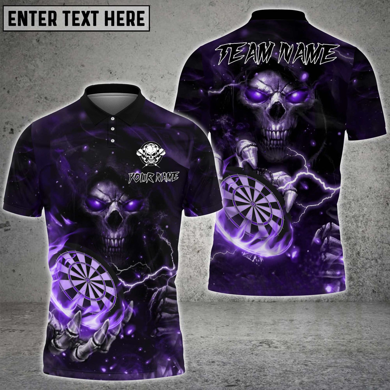 Blisscorners Darts Flame Skull Multicolor Customized Name, Team Name 3D Shirt