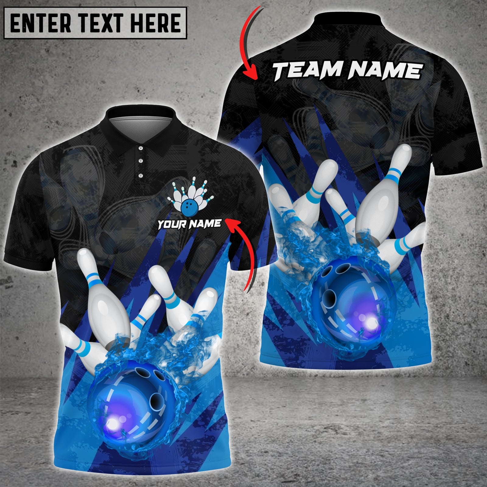Blisscorners Bowling Strike Flame Multicolor Customized Name, Team Name 3D Shirts