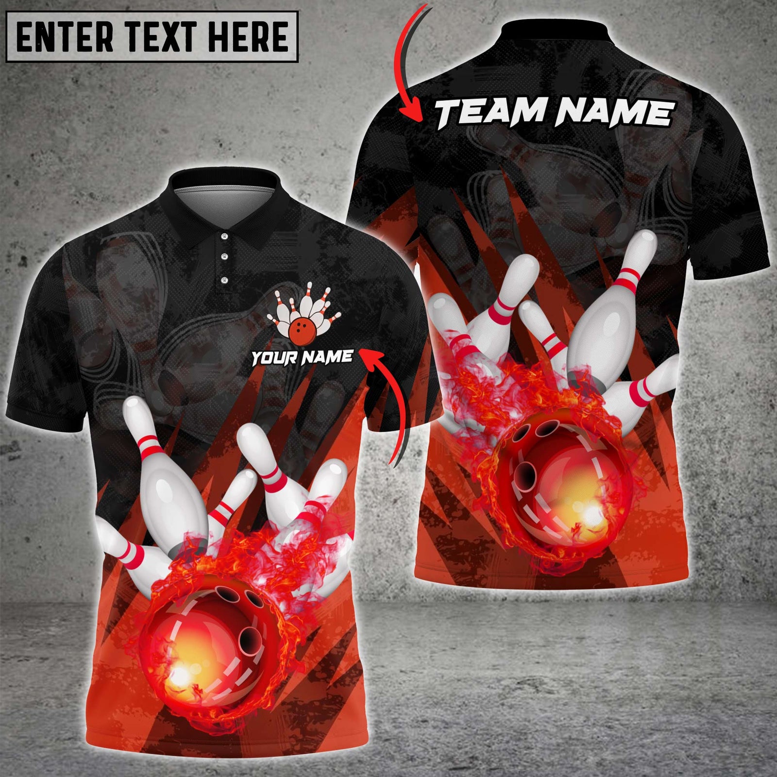 Blisscorners Bowling Strike Flame Multicolor Customized Name, Team Name 3D Shirts