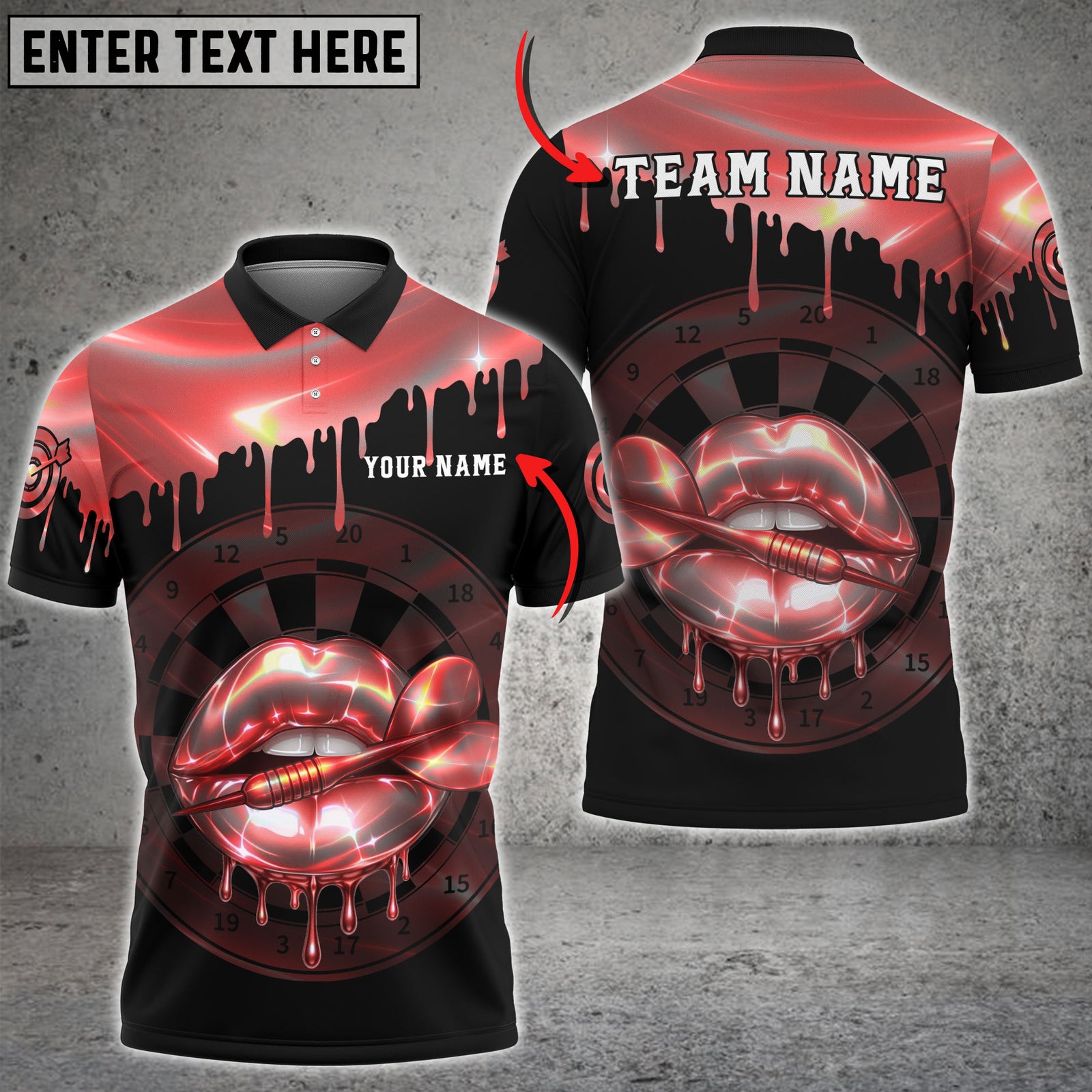 Blisscorners Darts Neon Holographic Lips Dartboard Multicolor Customized Name, Team Name 3D Shirts