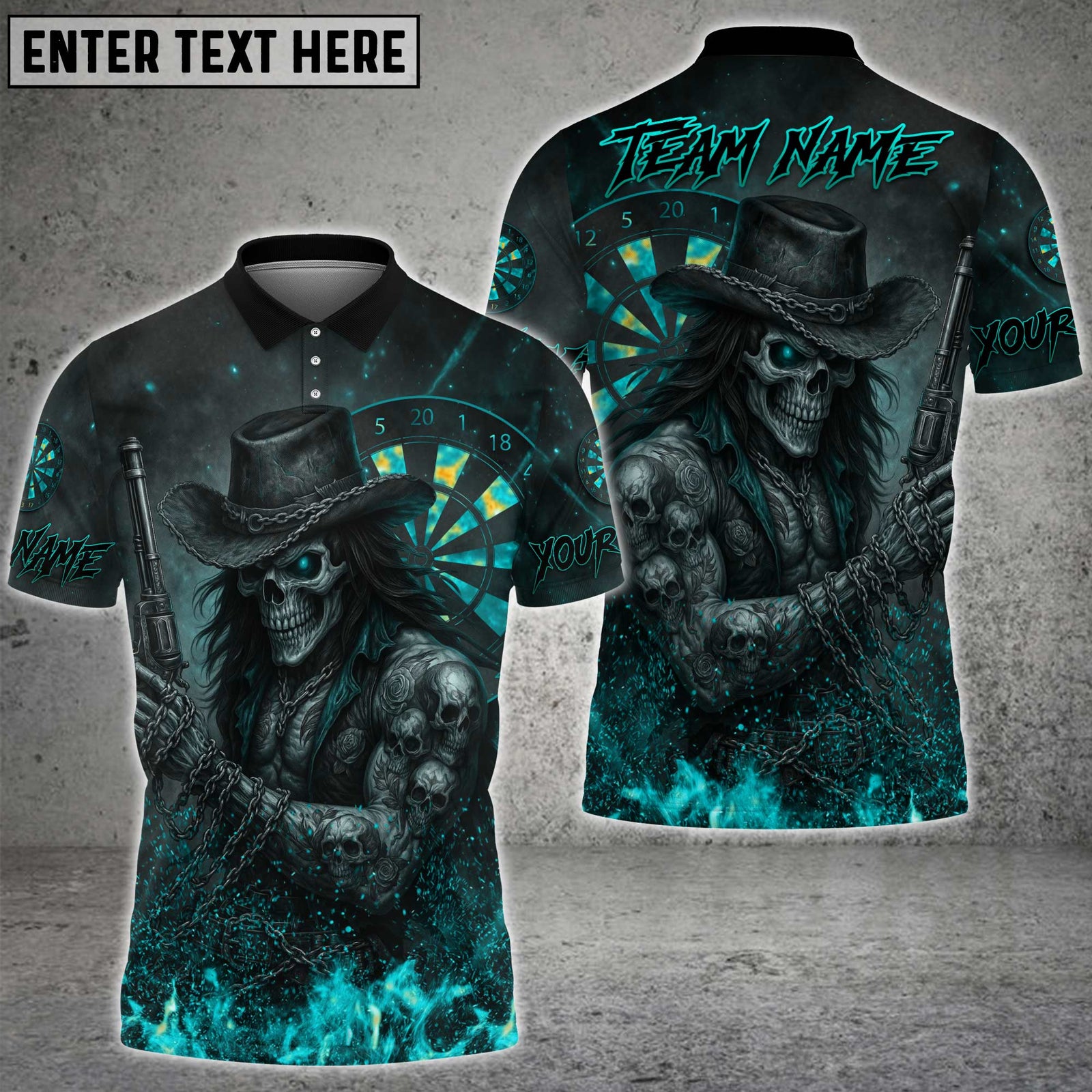 Blisscorners Darts Reaper Gunslinger Multicolor Customized Name, Team Name 3D Shirts