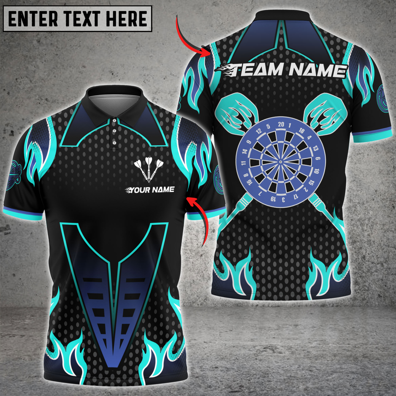 Blisscorners Darts Flame Dartboard Classic Pattern Multicolor Customized Name, Team Name 3D Shirts
