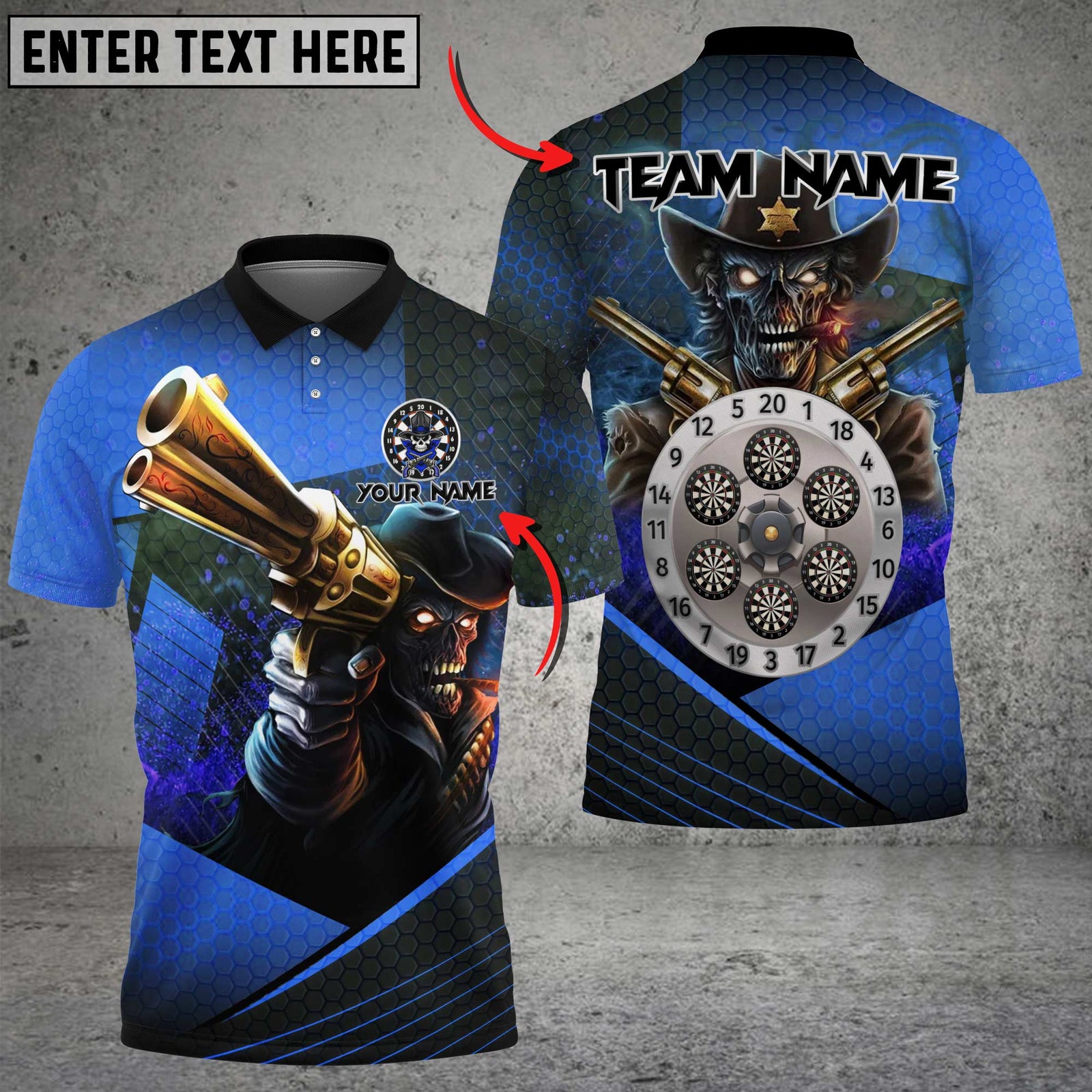 Blisscorners Darts Outlaw Gunslinger Multicolor Customized Name, Team Name 3D Shirts
