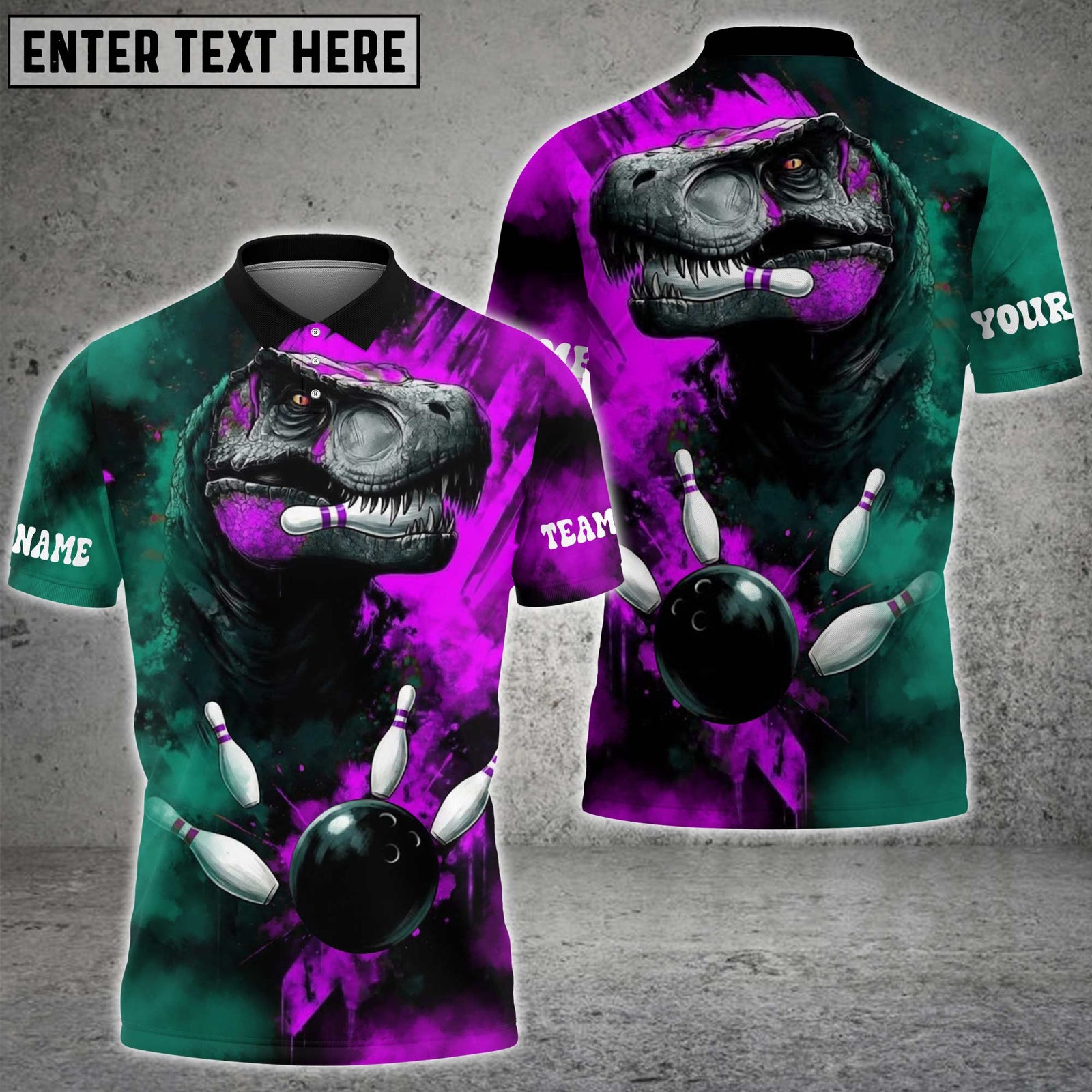 Blisscorners Bowling Dinosaur Smash Ball Design Personalized Name 3D Unisex Shirt