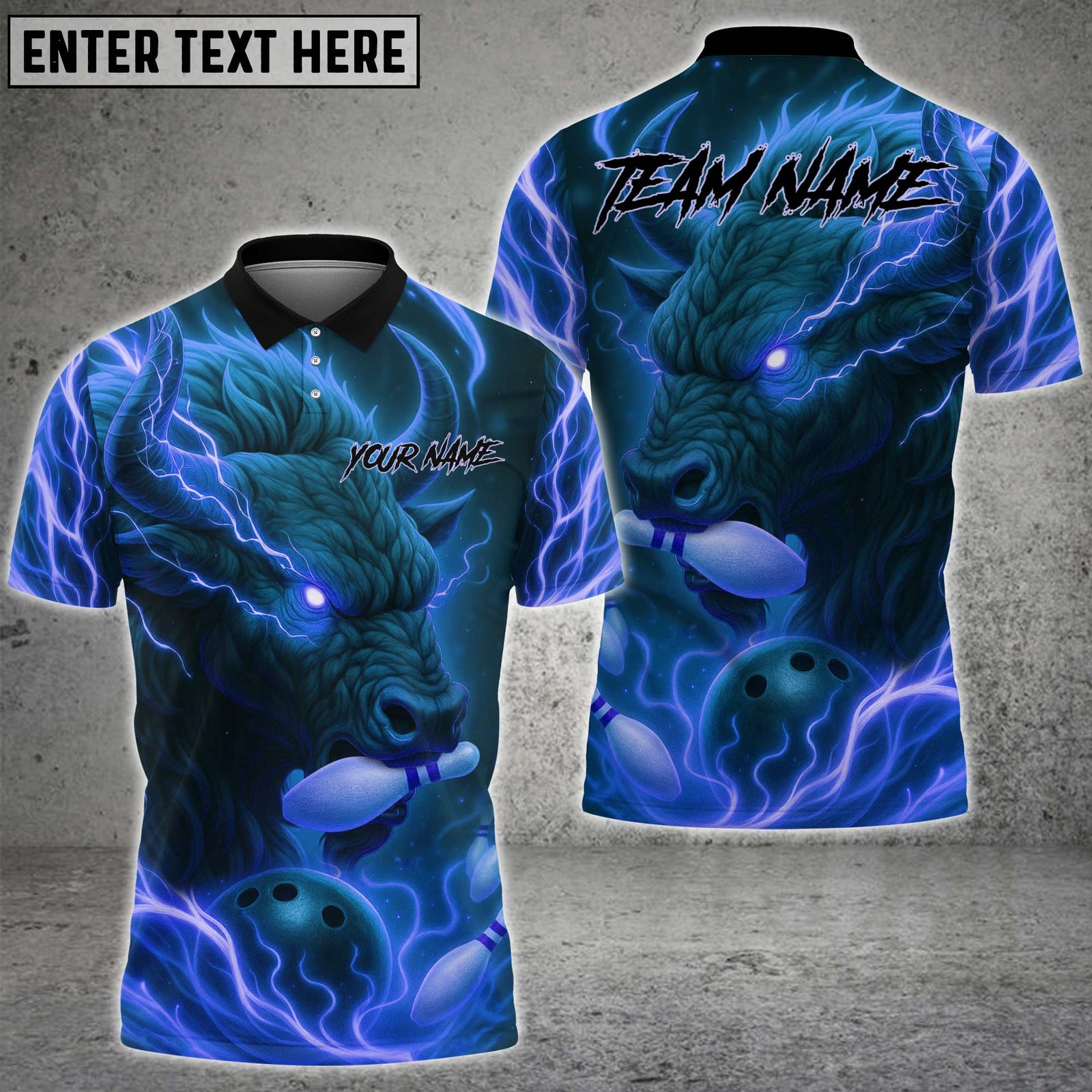 Blisscorners Bowling Fire Bull Flaming Pins Multicolor Customized Name, Team Name 3D Shirts