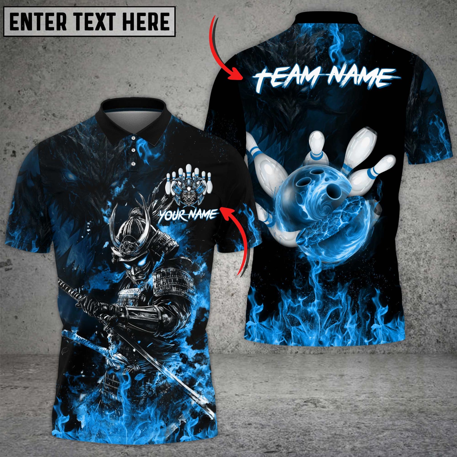 Blisscorners Bowling Samurai Inferno Multicolor Customized Name, Team Name 3D Shirts