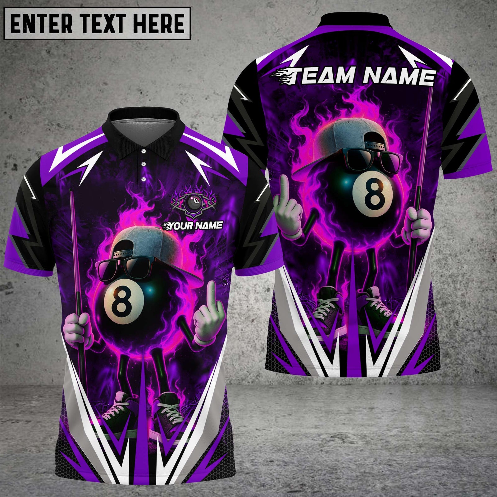 Blisscorners Billiards Flaming 8-Ball Cool Style Multicolor Customized Name, Team Name 3D Shirt