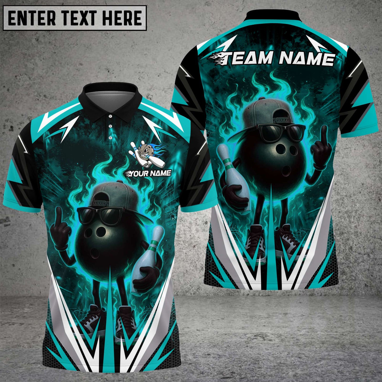 Blisscorners Bowling Flaming Ball Cool Style Multicolor Customized Name, Team Name 3D Shirt