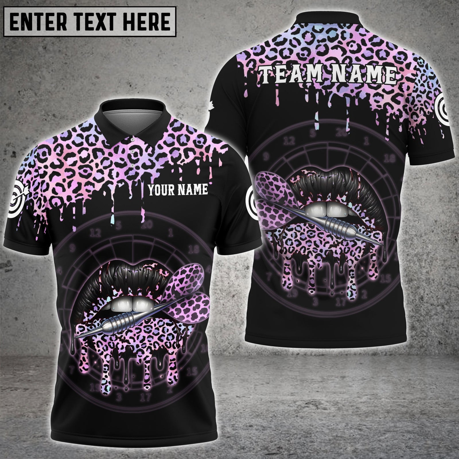 Blisscorners Darts Leopard Lips Dartboard Multicolor Customized Name, Team Name 3D Shirts