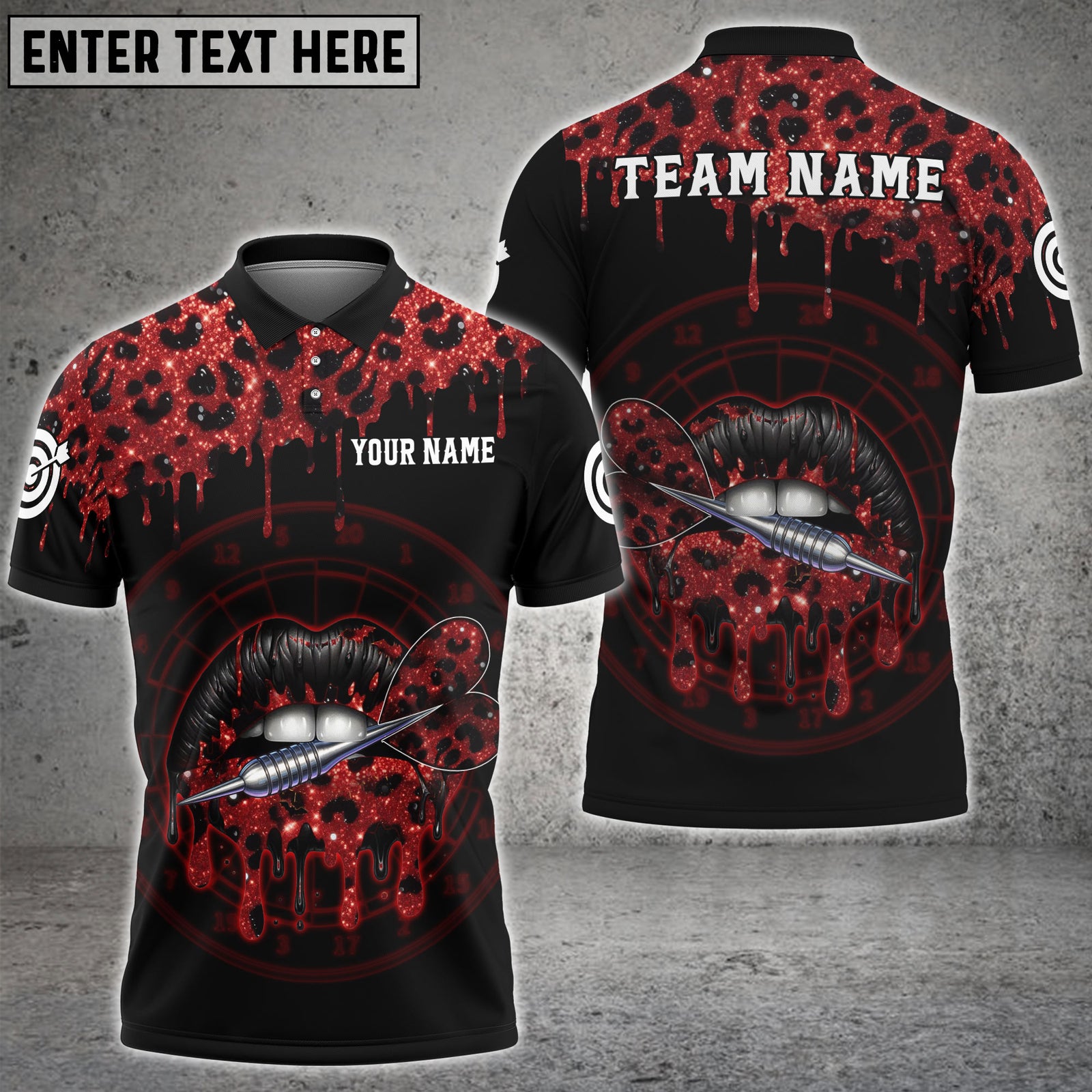 Blisscorners Darts Leopard Lips Dartboard Multicolor Customized Name, Team Name 3D Shirts