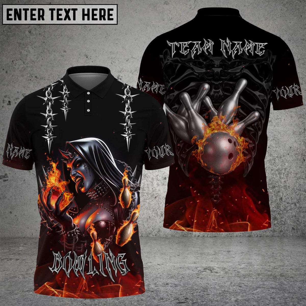 Blisscorners Bowling Flaming Nun Skull Multicolor Customized Name, Team Name 3D Shirts