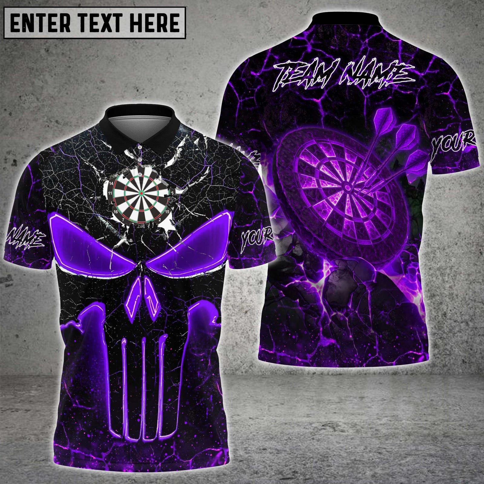 Blisscorners Darts Skull Flame Magma Pattern Multicolor Customized Name, Team Name 3D Shirts